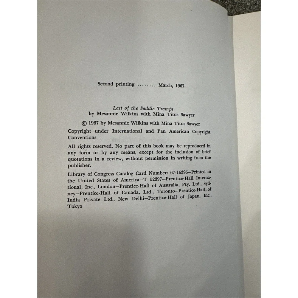 Last Of The Saddle Tramps March(1967)Second Print Messanie Wilkins W/Dust Jacket